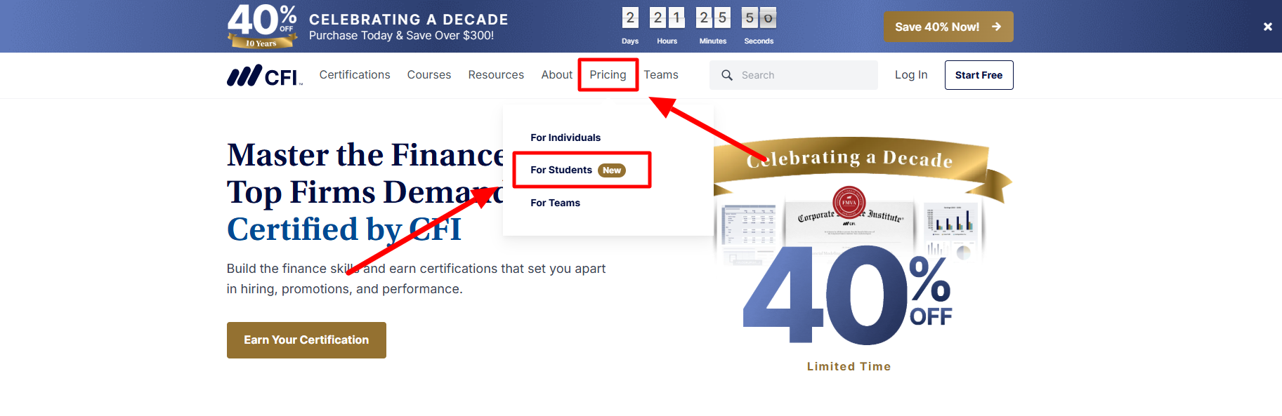 Click on for student