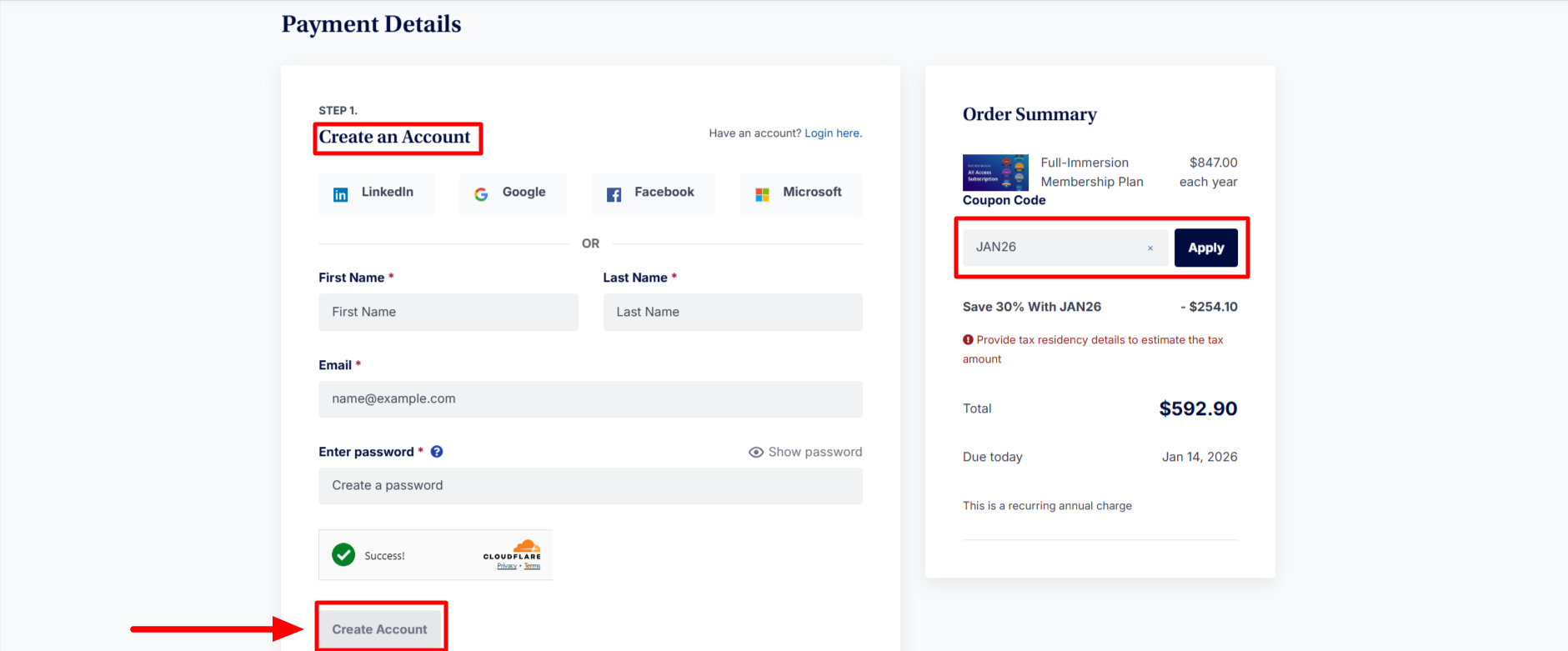 Create an account on CFI